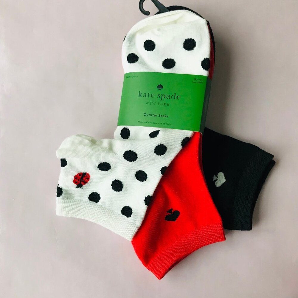 Kate Spade New York Red Black  Quarter Socks    3 Pairs